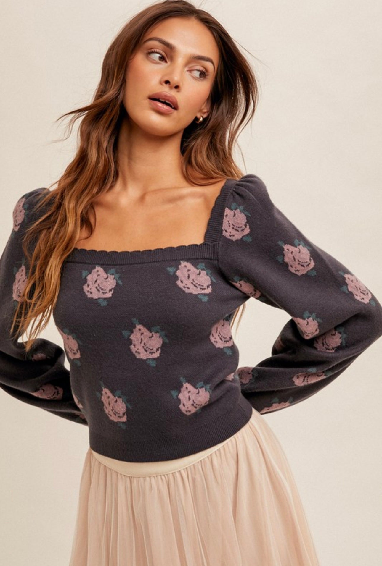 Purple Floral Sweater