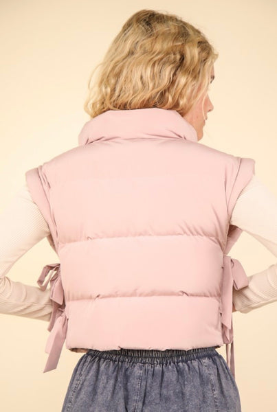 Bow Cropped Puffy Vest