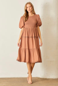 Plus Chestnut Midi Dress